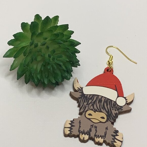 Bull Earring, Santa Earring, Christmas Earring, Cow Earring, Gift Idea, Holiday - Picture 2 of 4